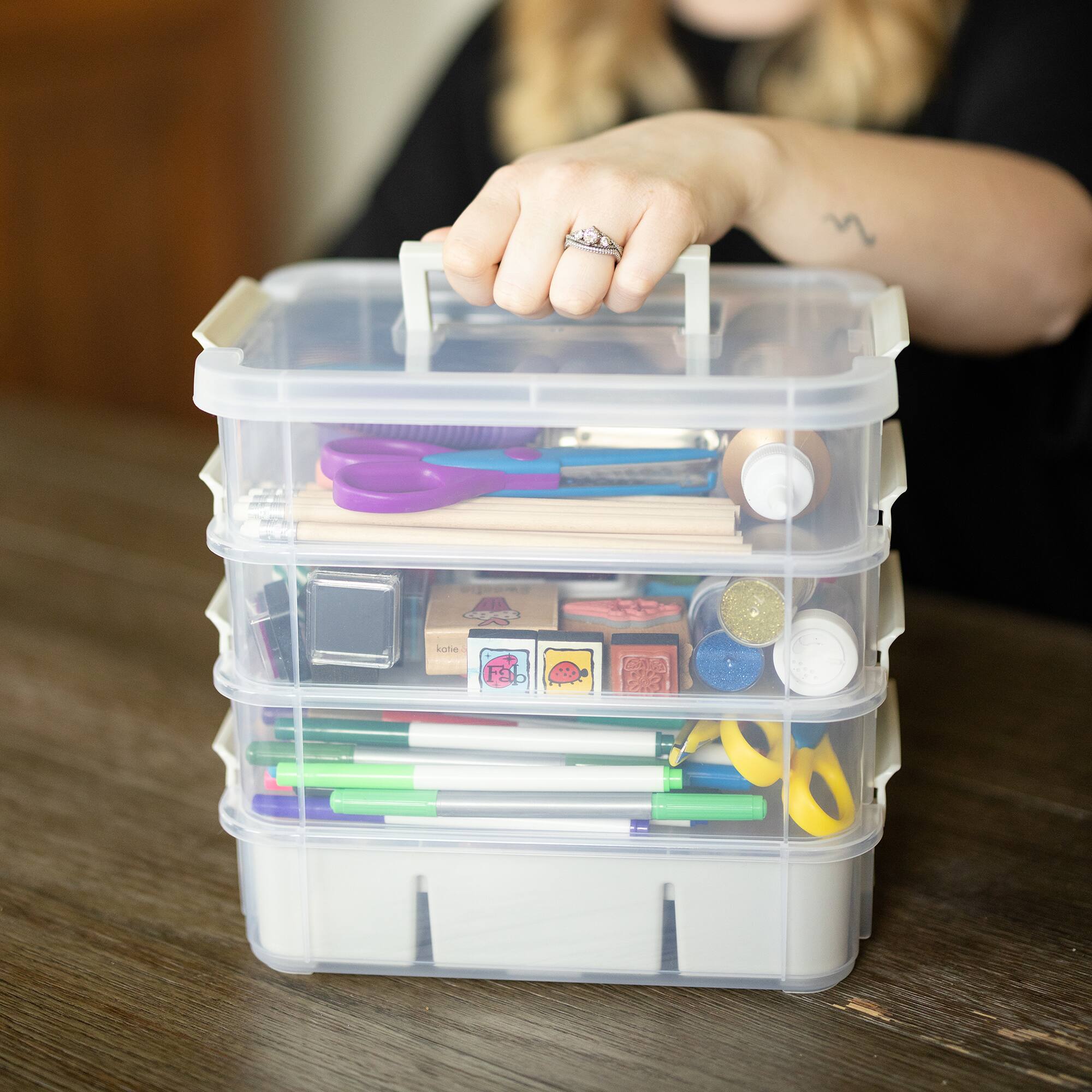 Everything Mary Four Tray Plastic Storage Organizer